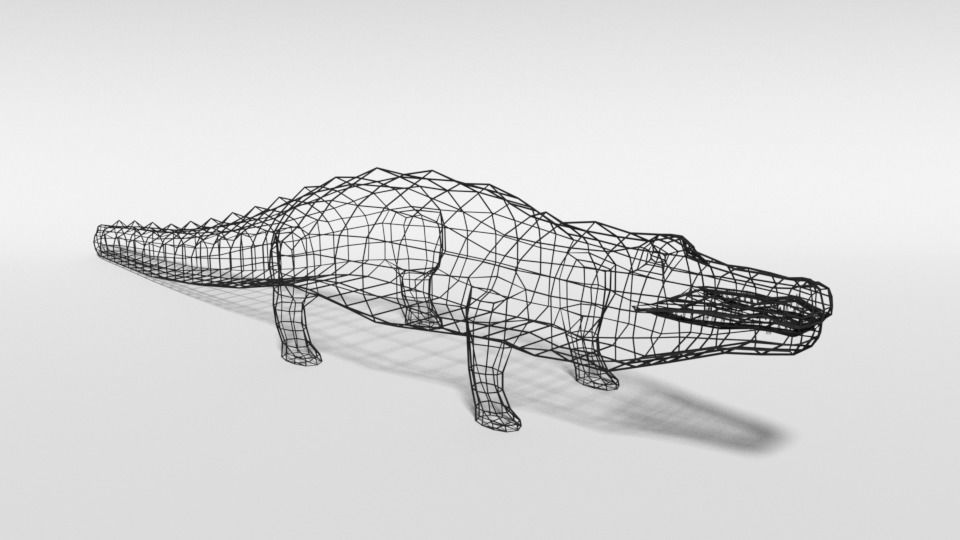 Low Poly Cartoon Crocodile Low-poly 3D model_15