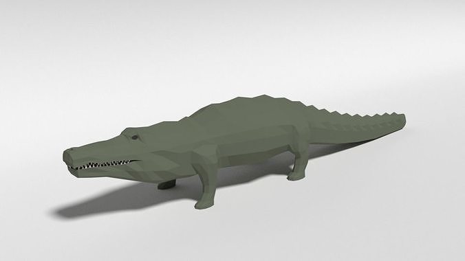 Low Poly Cartoon Crocodile Low-poly 3D model