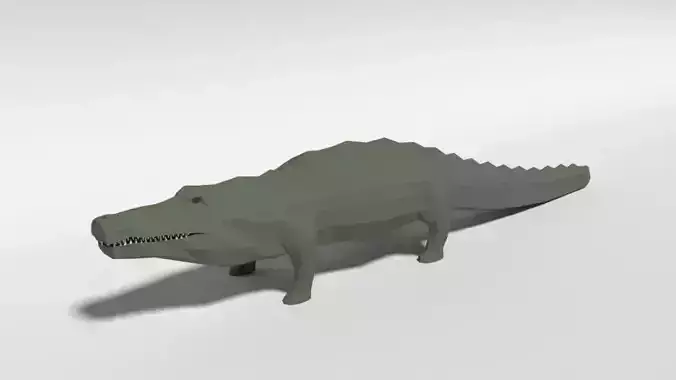 Low Poly Cartoon Crocodile Low-poly 3D model