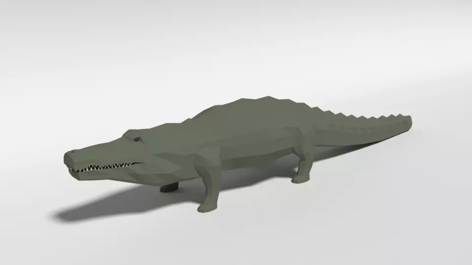 Low Poly Cartoon Crocodile Low-poly 3D model_0
