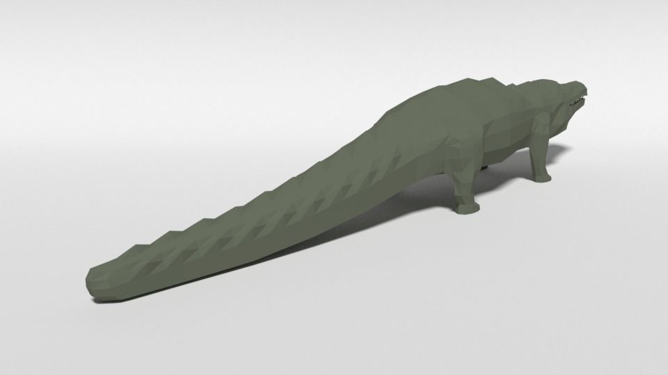 Low Poly Cartoon Crocodile Low-poly 3D model_4