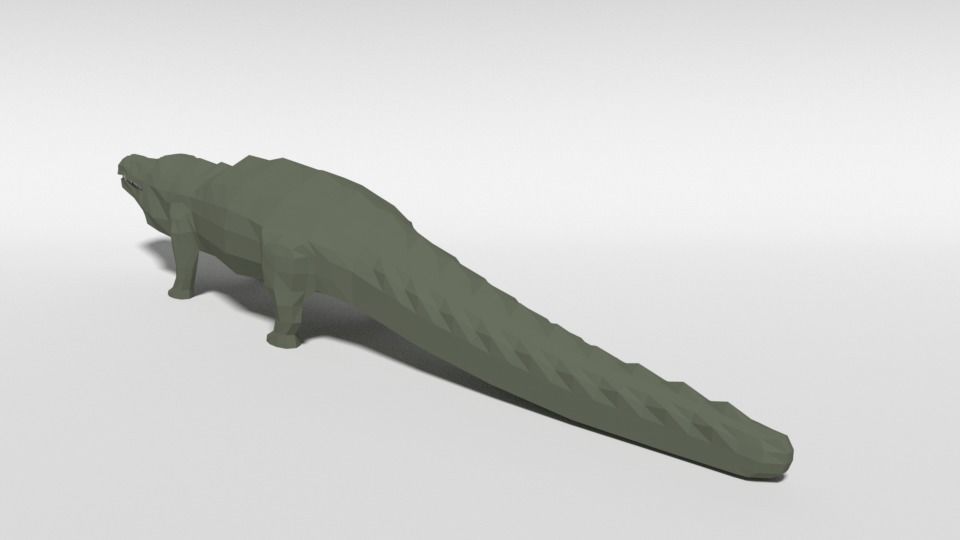 Low Poly Cartoon Crocodile Low-poly 3D model_2