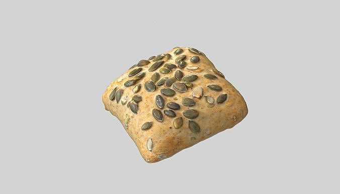 Pumpkin Bread Roll Photoscan Low-poly 3D model 2