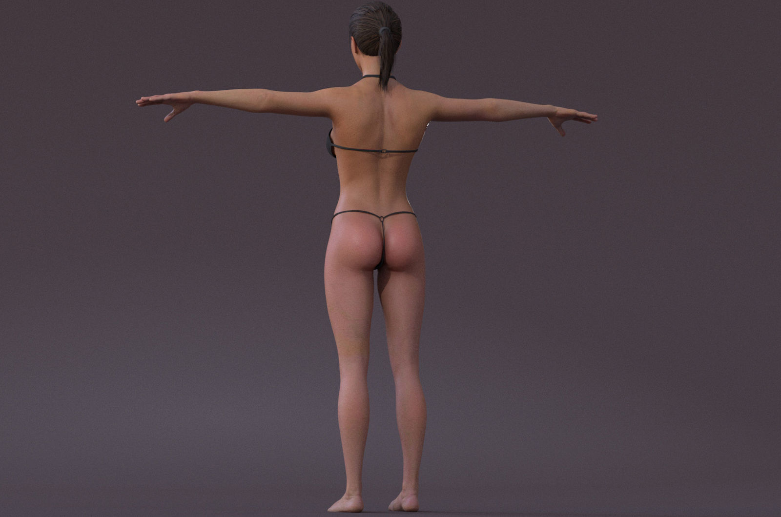 Female Full Body  Rig  Low-poly 3D model_6
