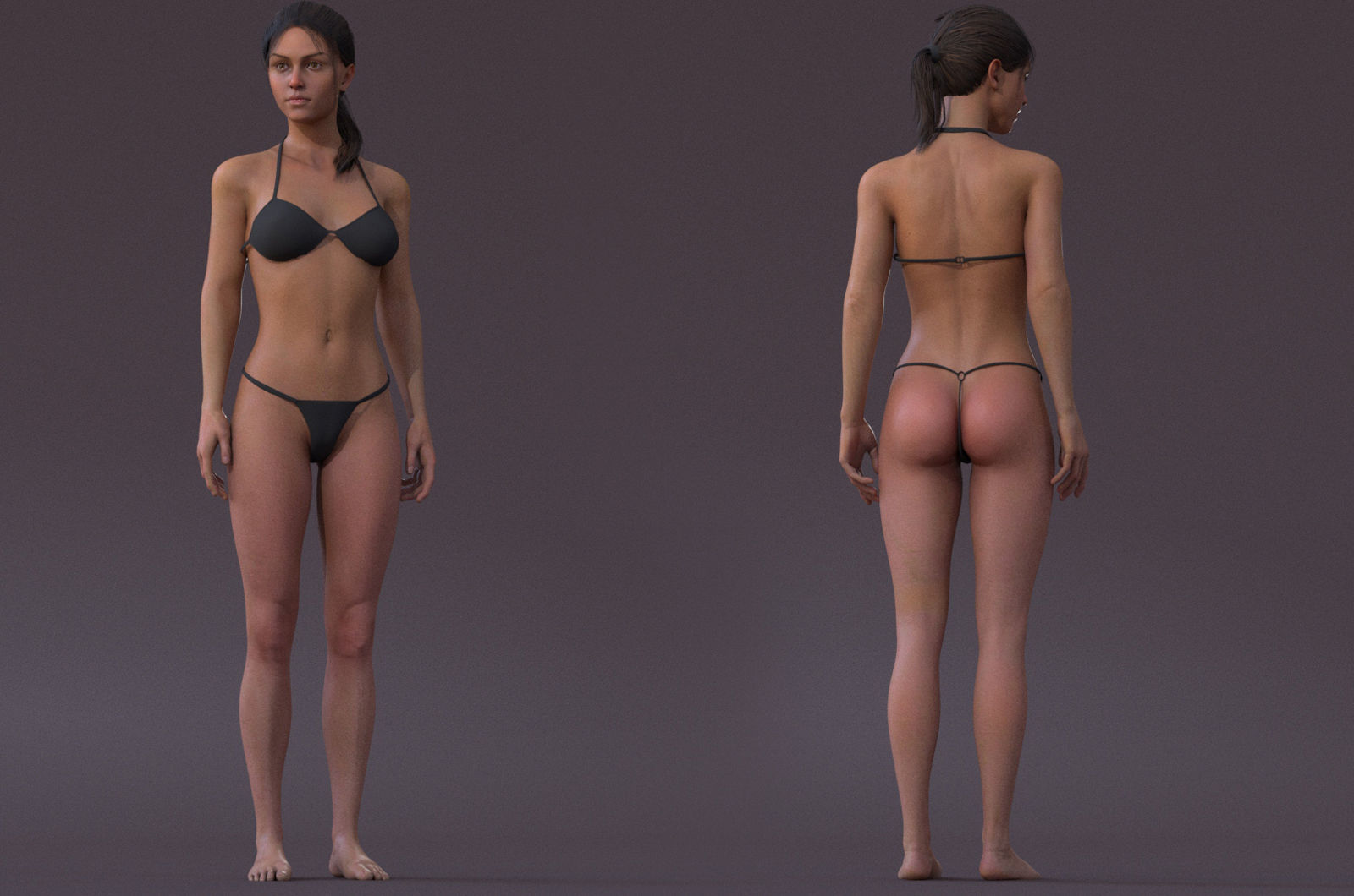 Female Full Body  Rig  Low-poly 3D model_3