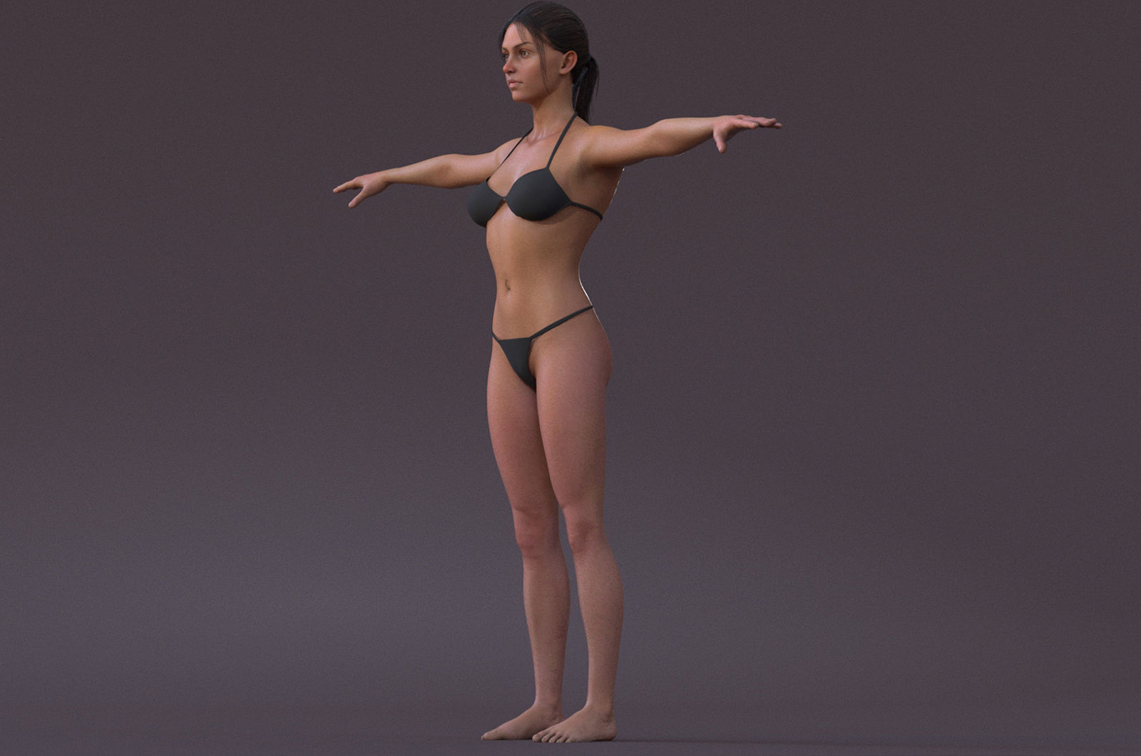 Female Full Body  Rig  Low-poly 3D model_7
