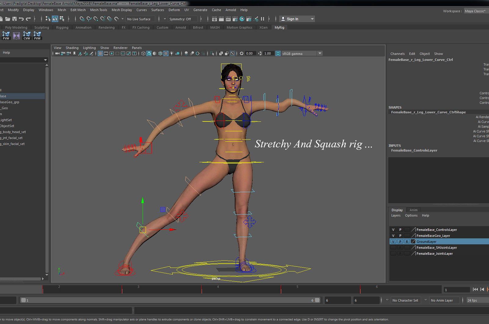 Female Full Body  Rig  Low-poly 3D model_32