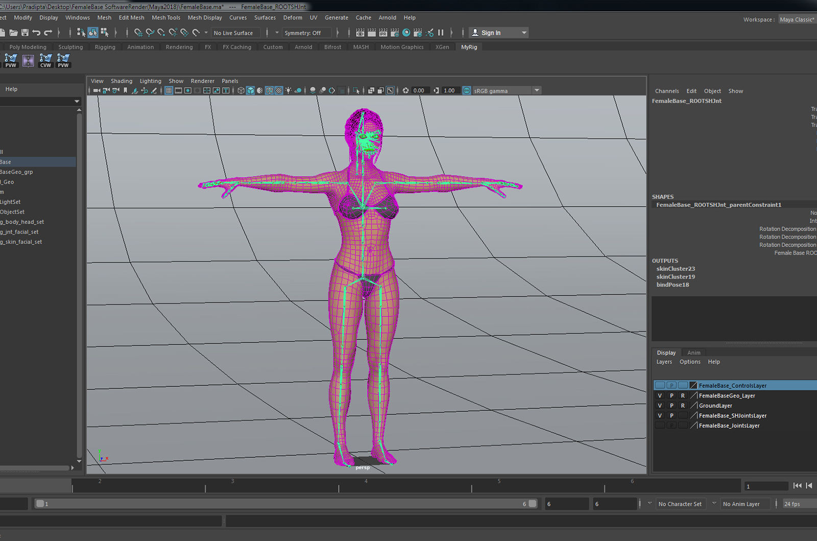 Female Full Body  Rig  Low-poly 3D model_36