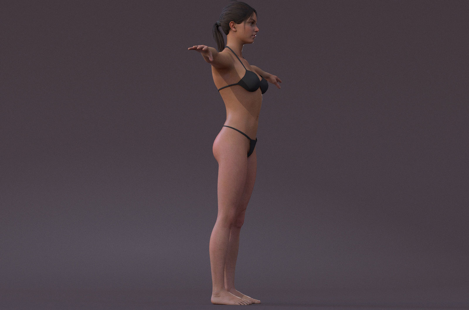 Female Full Body  Rig  Low-poly 3D model_5