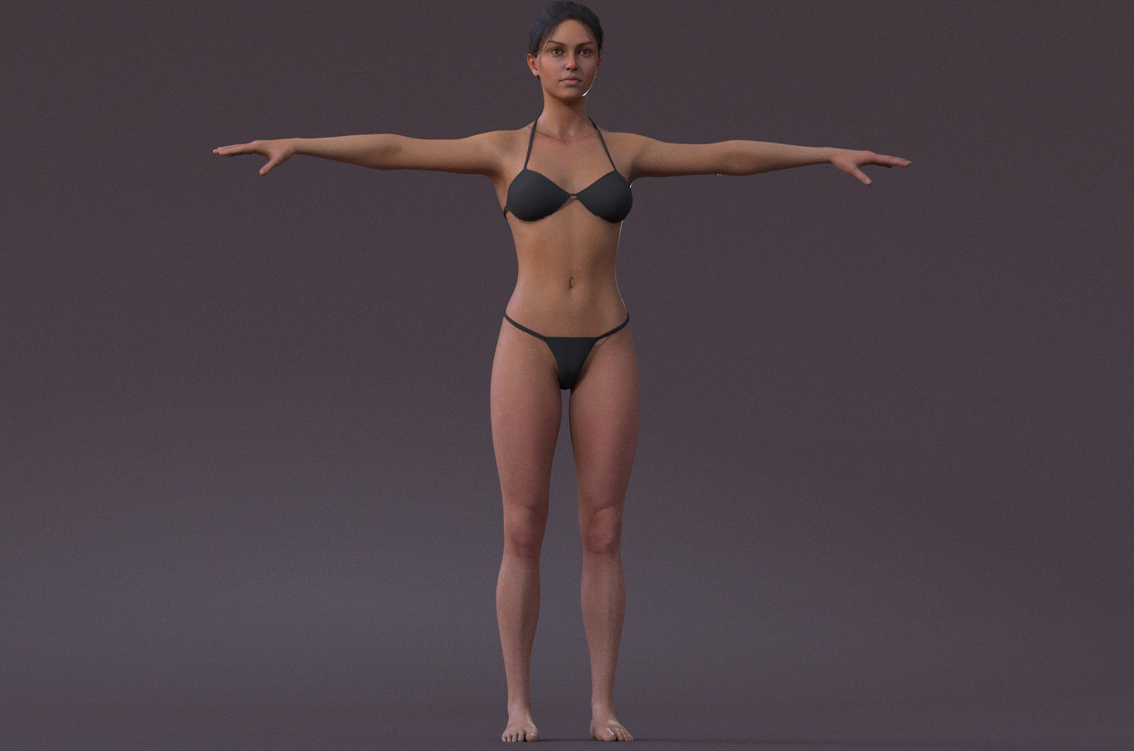 Female Full Body  Rig  Low-poly 3D model_4
