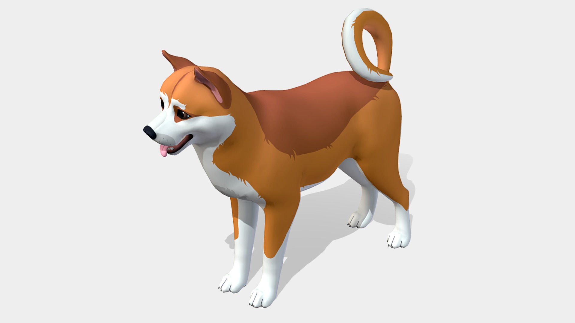 Cartoon Dog - Akita Inu Low-poly 3D model_3