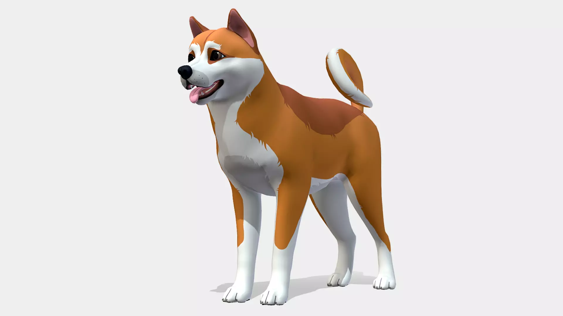 Cartoon Dog - Akita Inu Low-poly 3D model_0