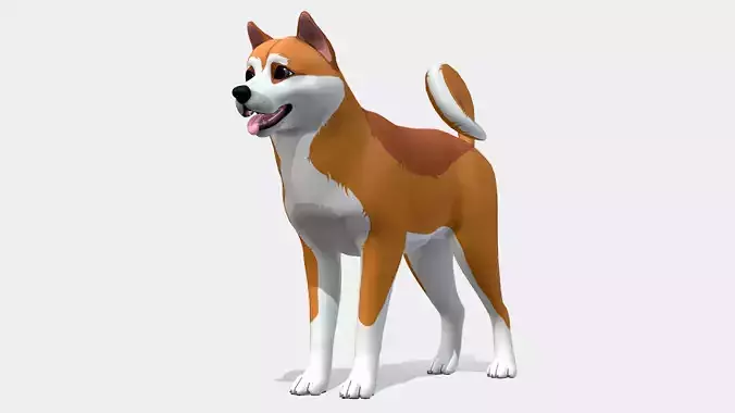 Cartoon Dog - Akita Inu Low-poly 3D model Cartoon Dog - Akita Inu Low-poly 3D model