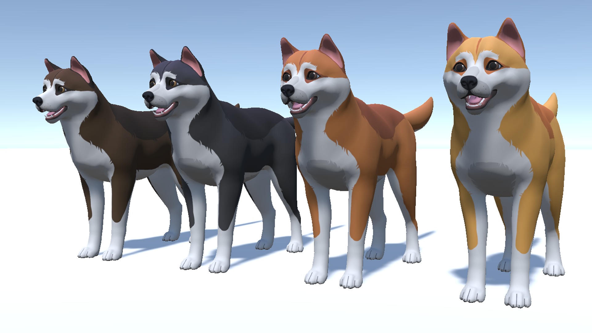 Cartoon Dog - Akita Inu Low-poly 3D model_7