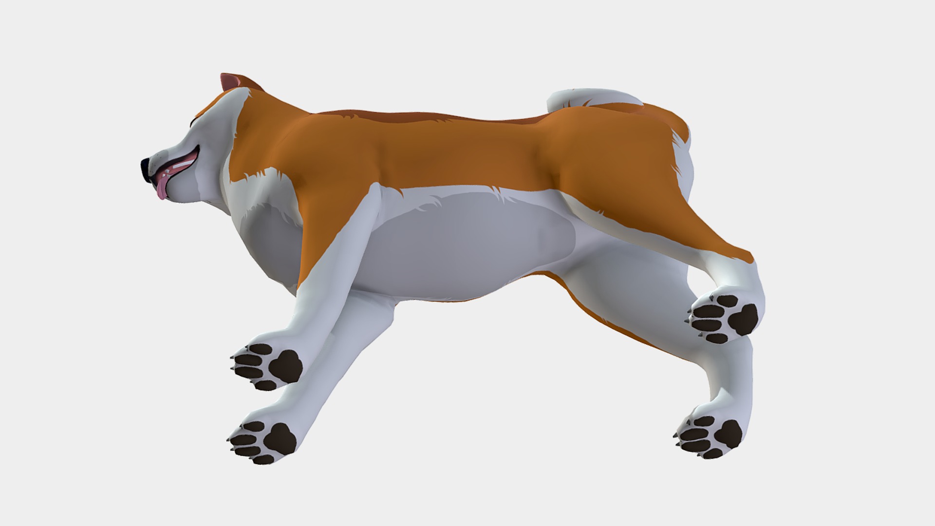 Cartoon Dog - Akita Inu Low-poly 3D model_6