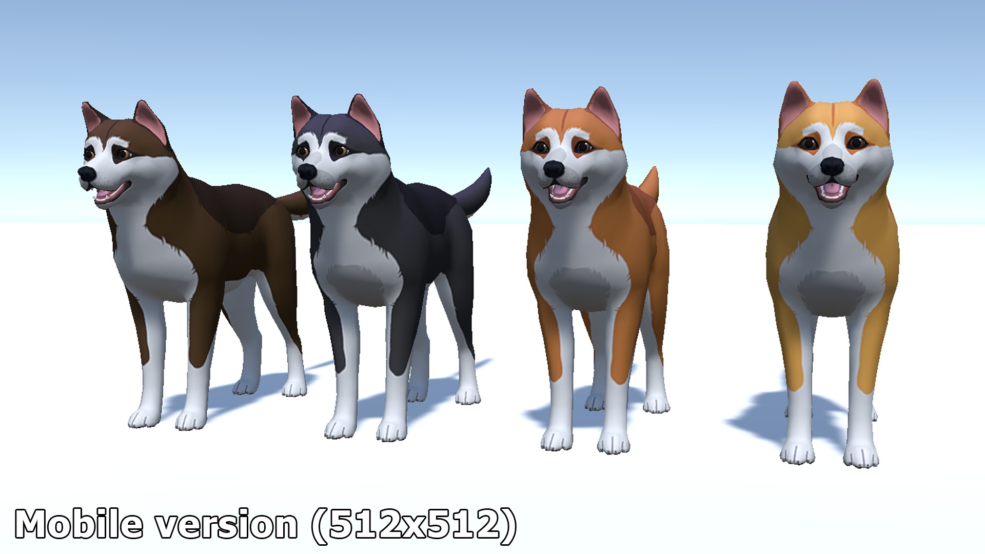 Cartoon Dog - Akita Inu Low-poly 3D model_13
