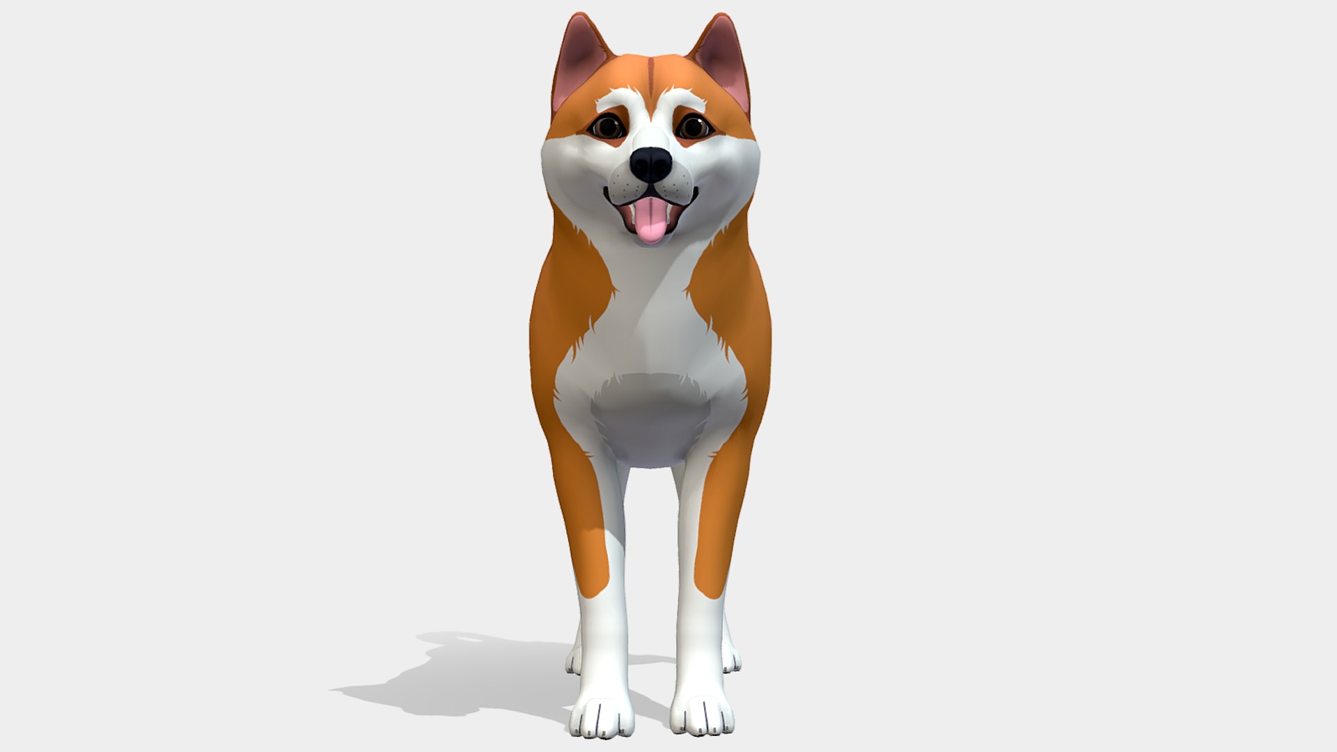 Cartoon Dog - Akita Inu Low-poly 3D model_2