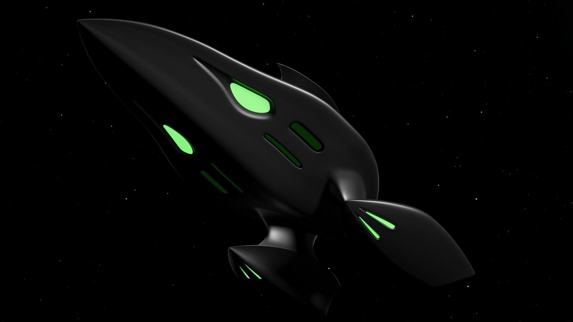 Alien spaceship Low-poly 3D model_4