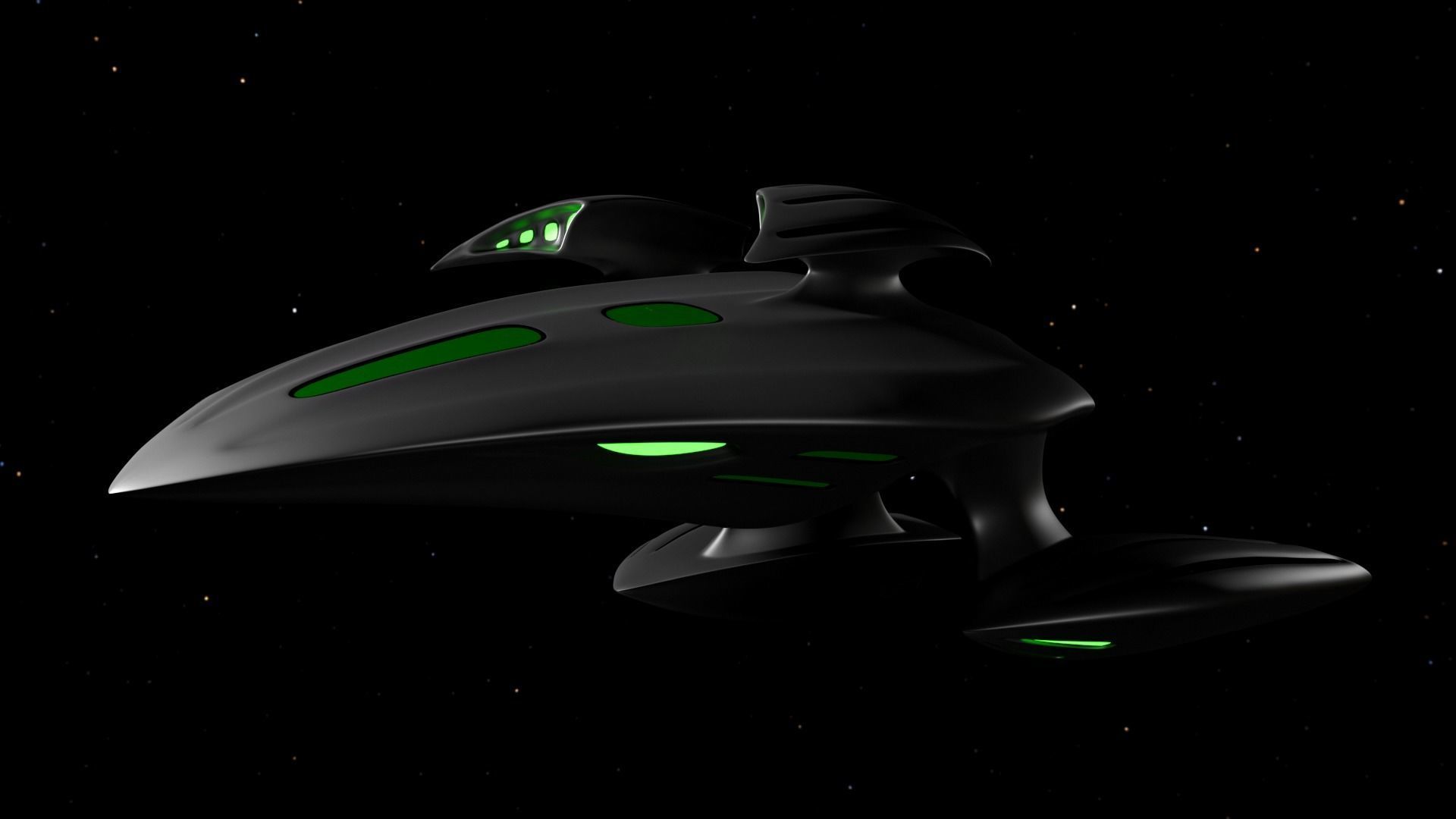 Alien spaceship Low-poly 3D model_2