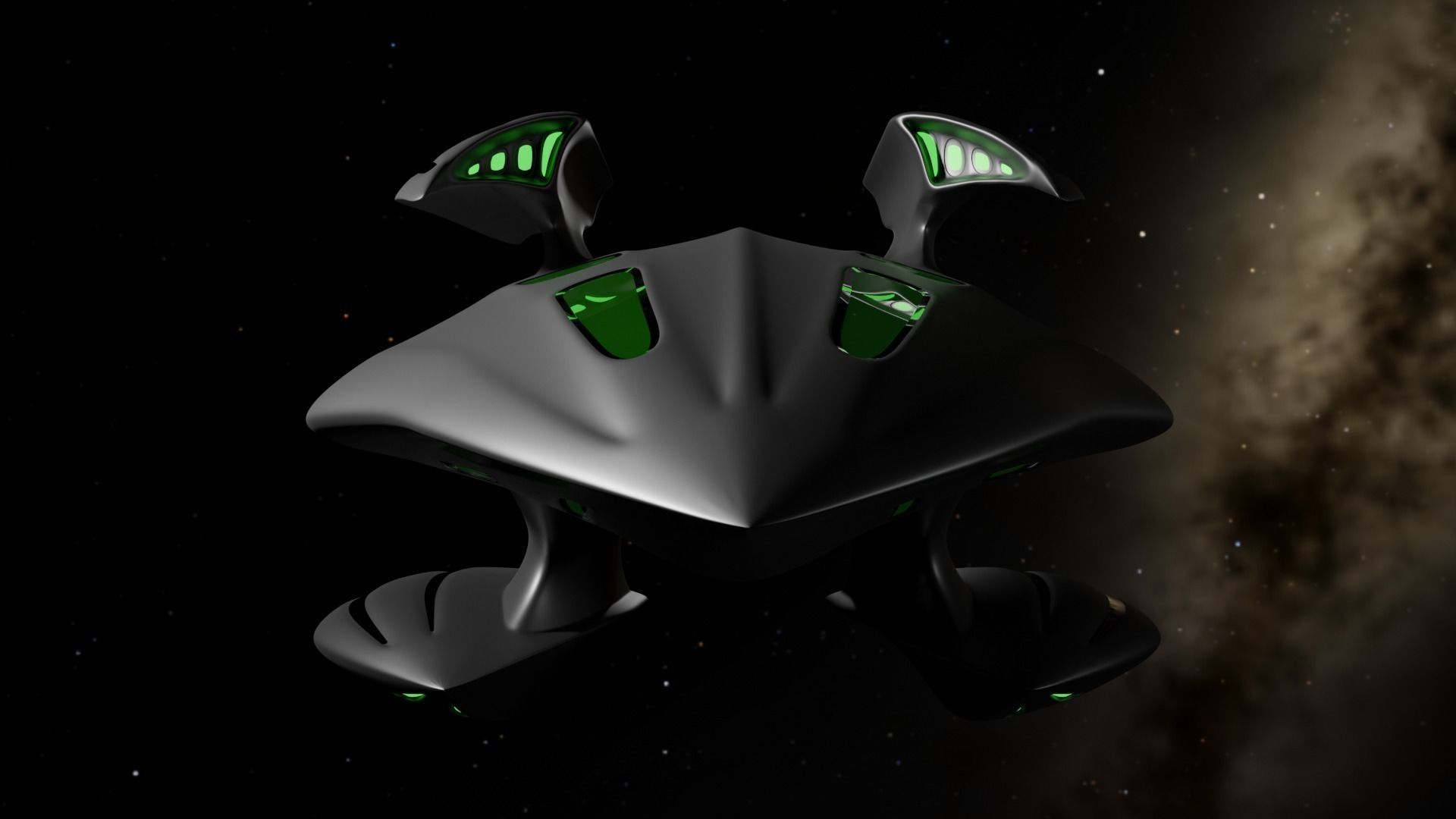 Alien spaceship Low-poly 3D model_3