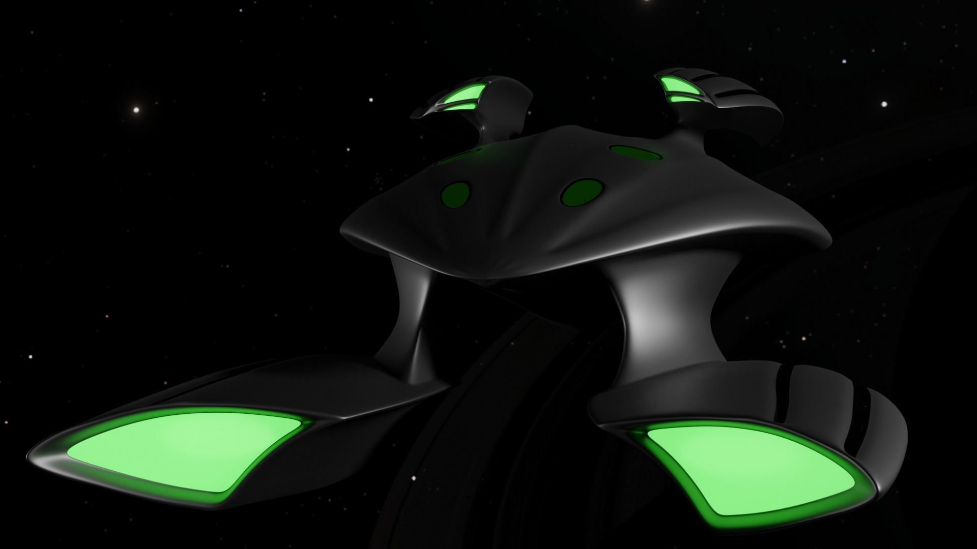 Alien spaceship Low-poly 3D model_5