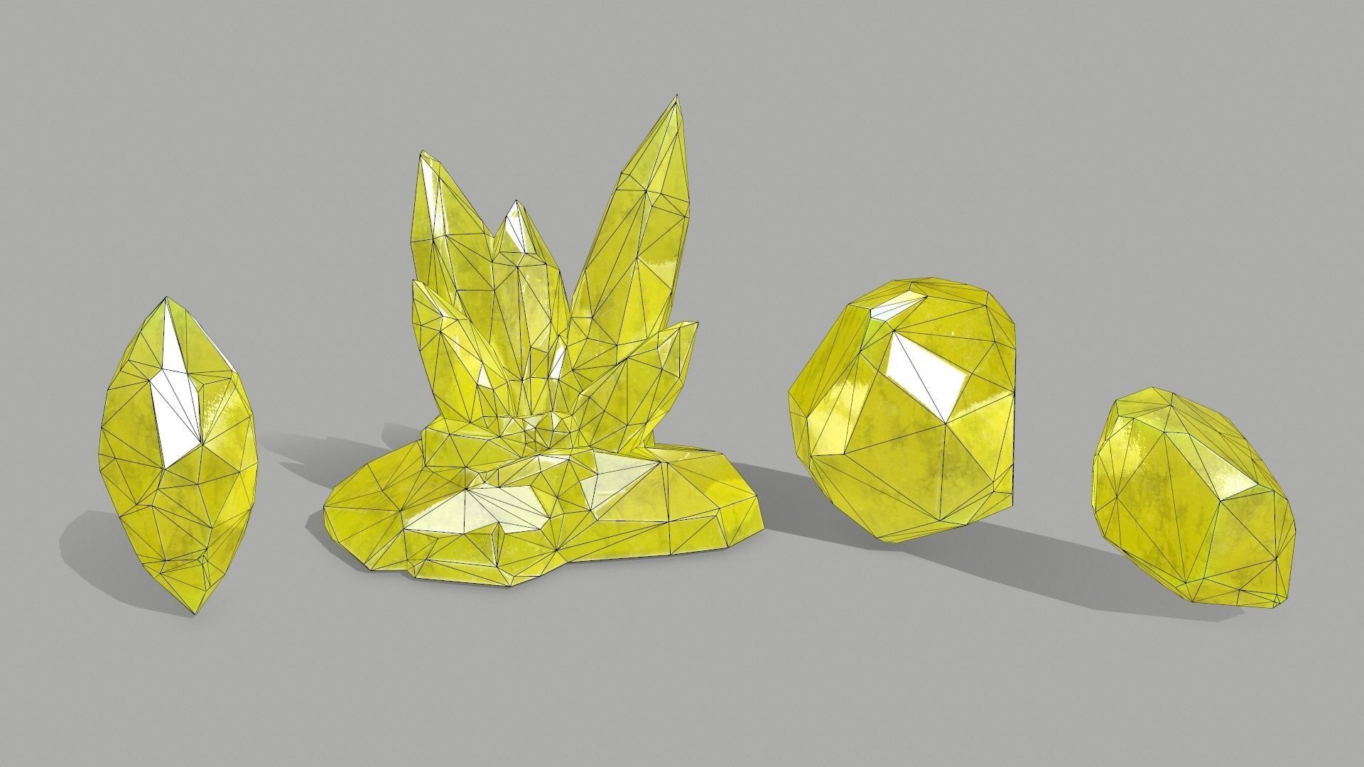 Crystal Set stone Low-poly 3D model_2