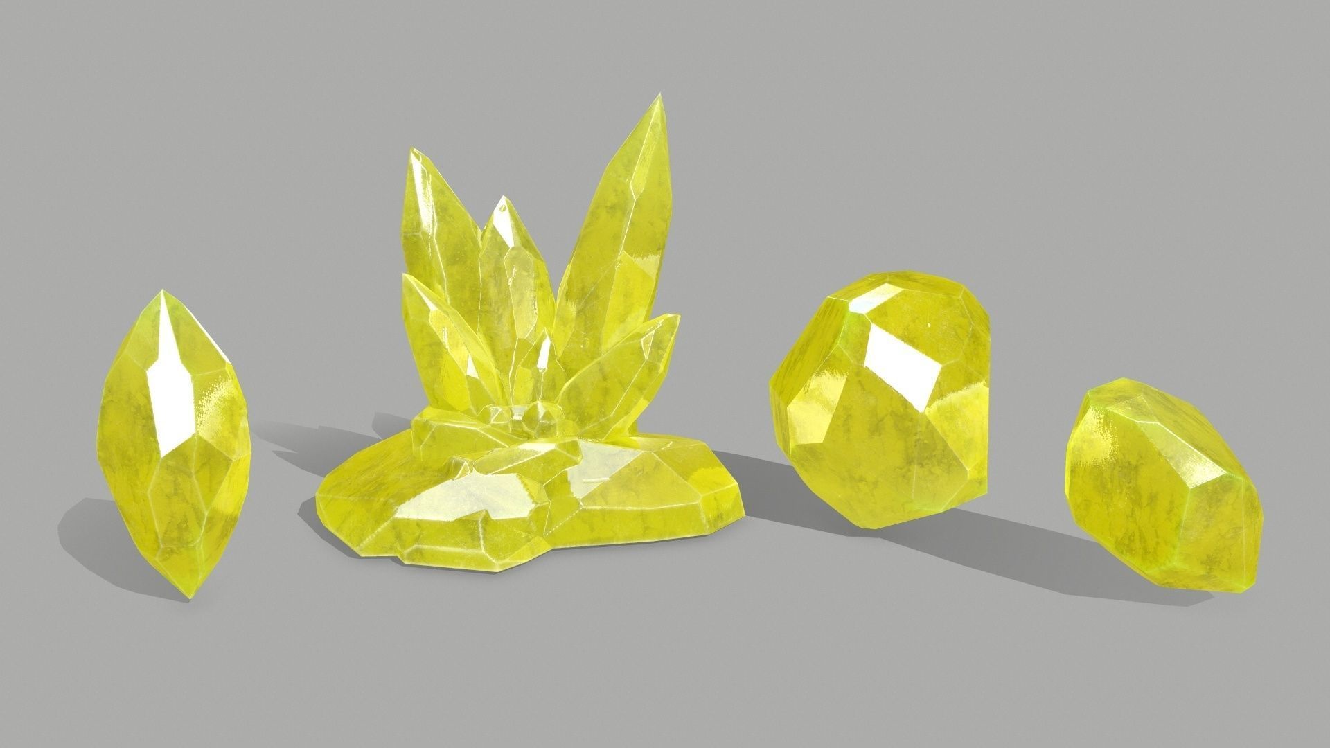 Crystal Set stone Low-poly 3D model_1