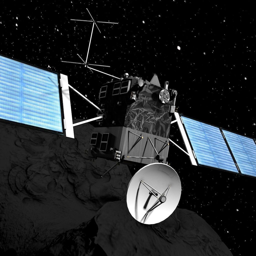 Rosetta probe with philae lander game ready Low-poly 3D model_2