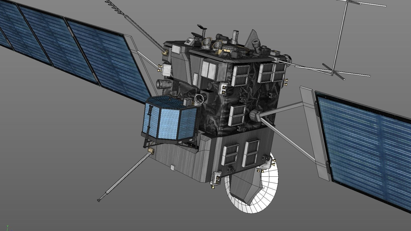 Rosetta probe with philae lander game ready Low-poly 3D model_3