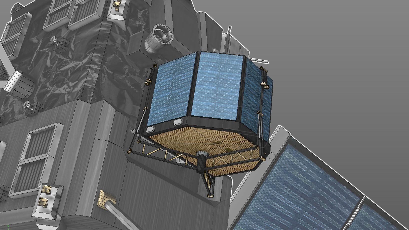 Rosetta probe with philae lander game ready Low-poly 3D model_1