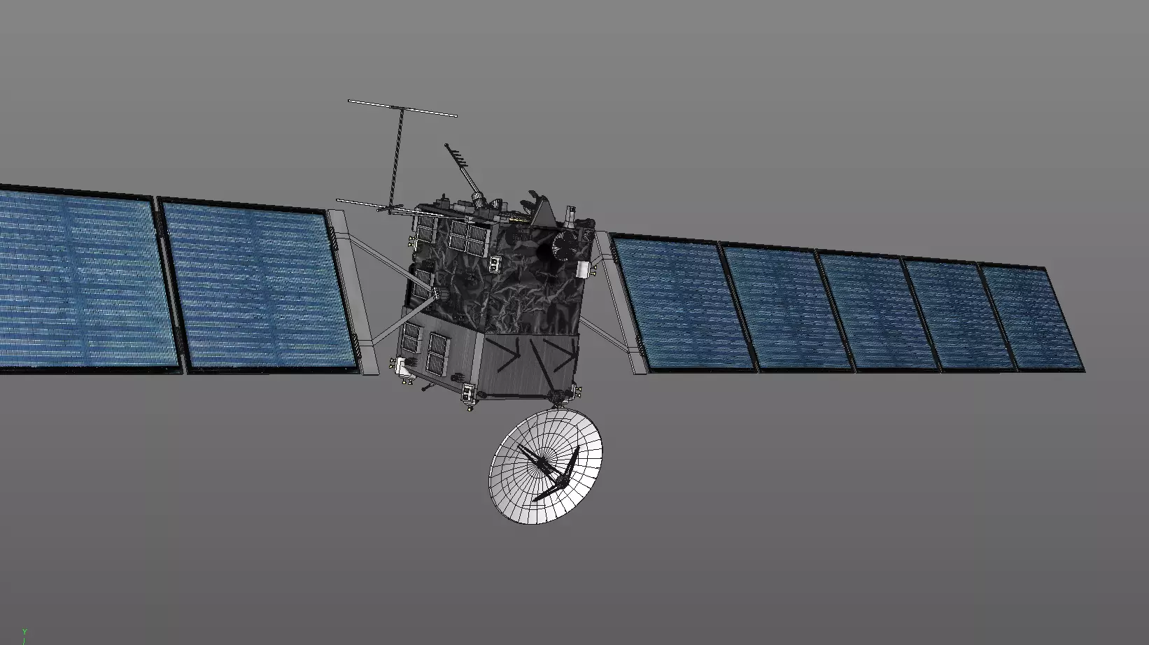 Rosetta probe with philae lander game ready Low-poly 3D model_0