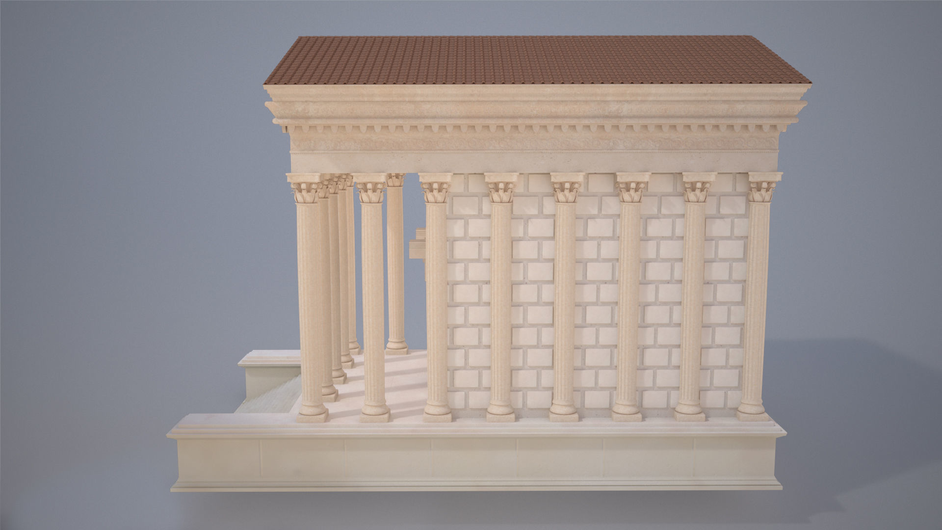 Roman Temple Low-poly 3D model_1