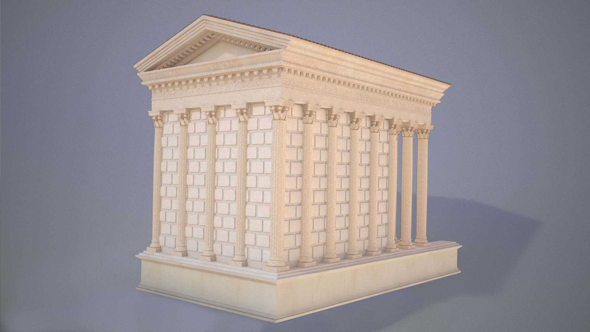 Roman Temple Low-poly 3D model_2