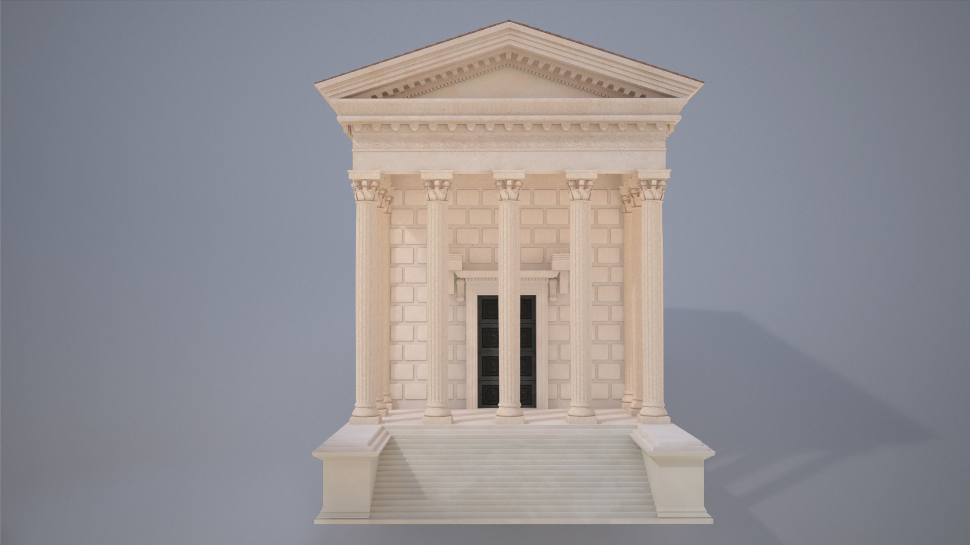 Roman Temple Low-poly 3D model_4
