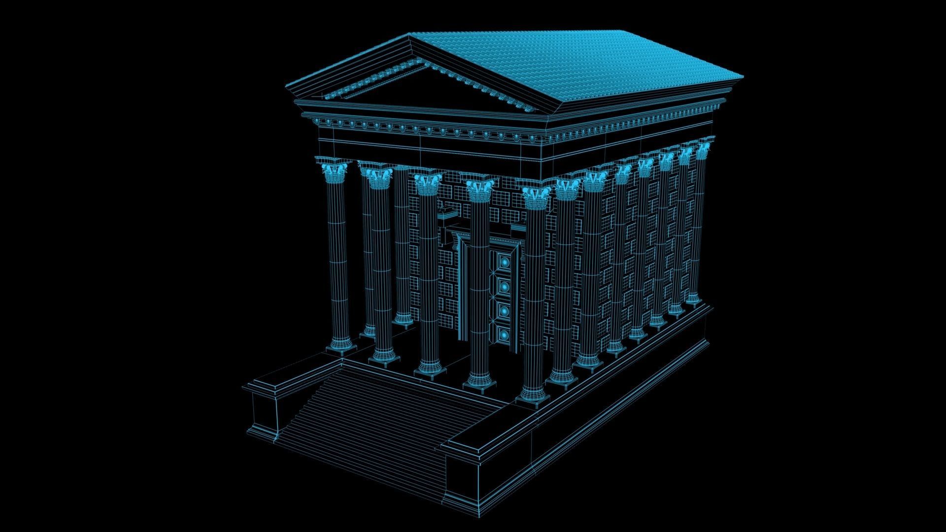 Roman Temple Low-poly 3D model_7