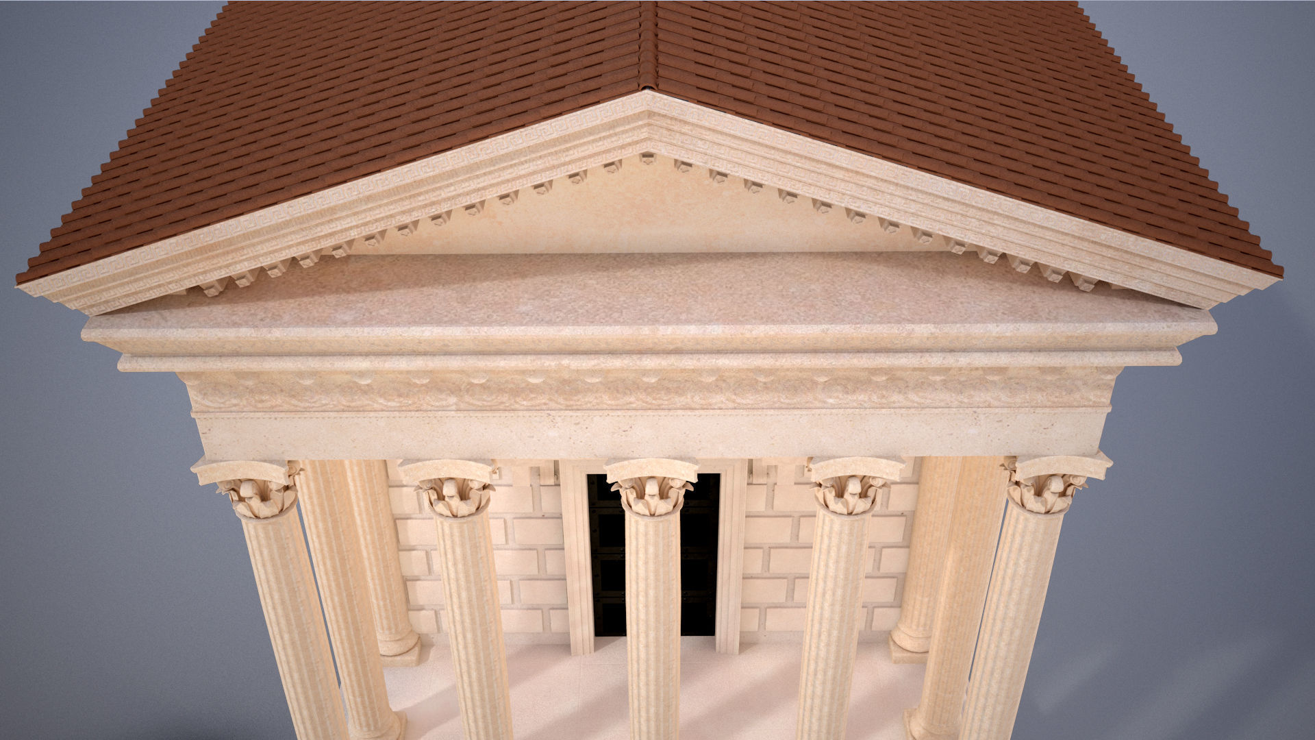 Roman Temple Low-poly 3D model_6