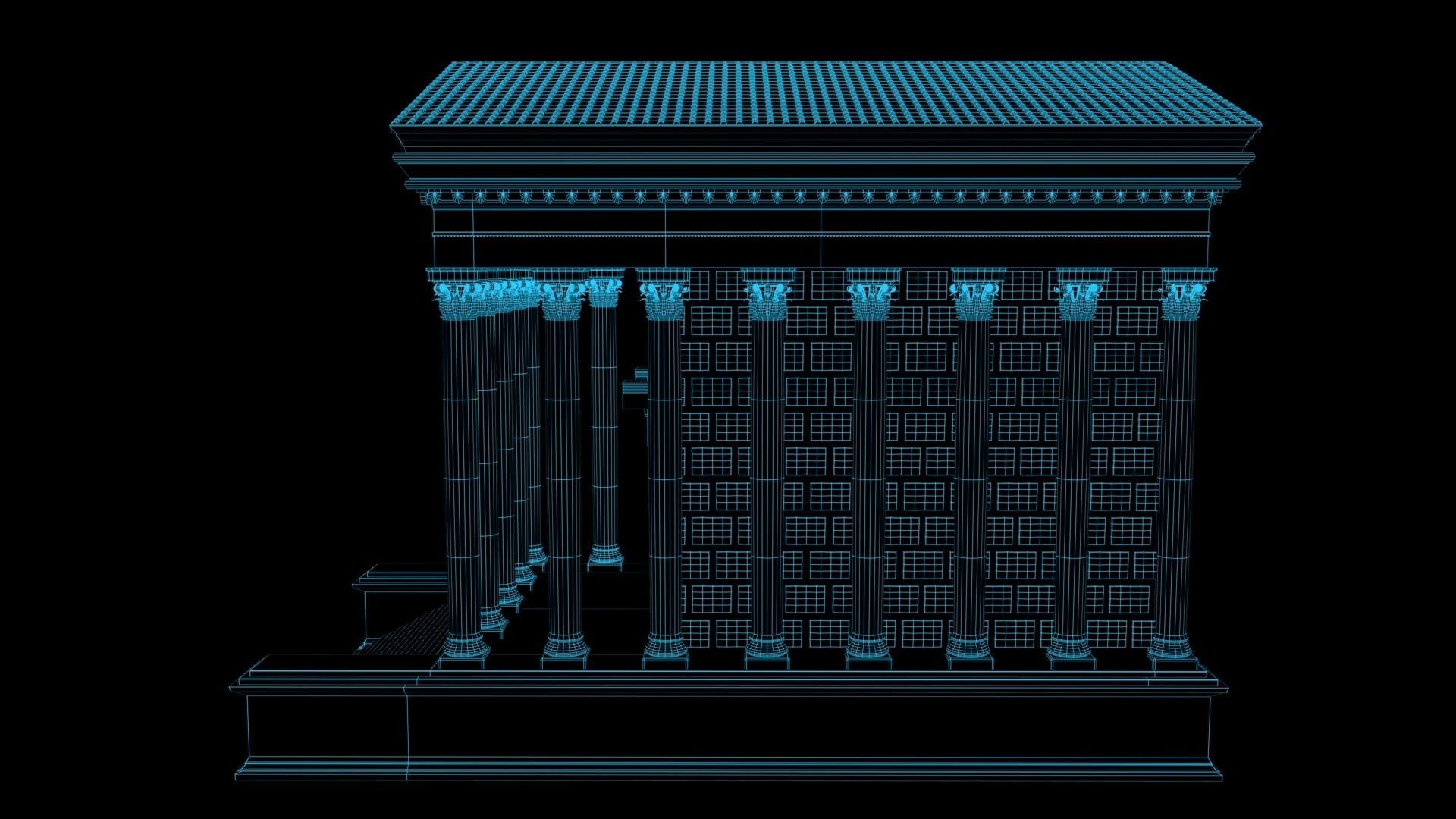 Roman Temple Low-poly 3D model_8
