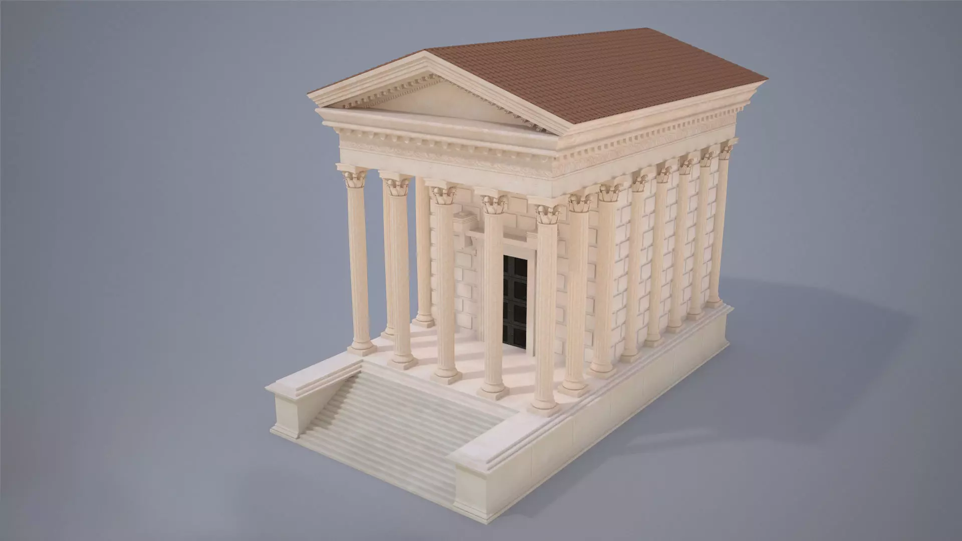 Roman Temple Low-poly 3D model_0