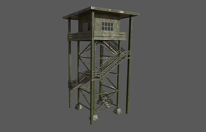 Military Watchtower 03 Low-poly 3D model