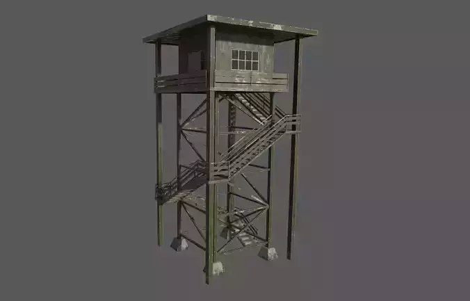 Military Watchtower 03 Low-poly 3D model