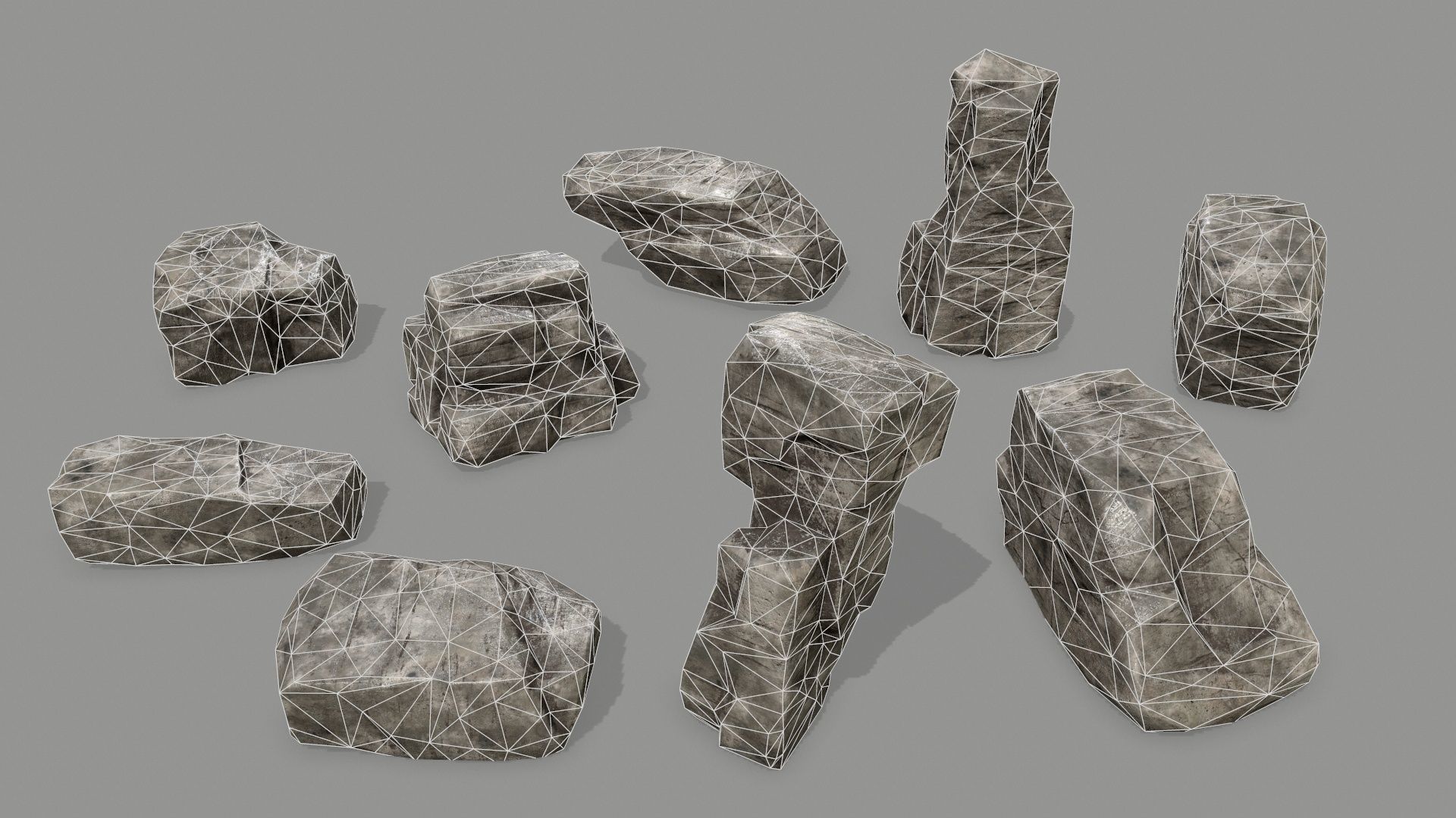 Rock Set Low-poly 3D model_2