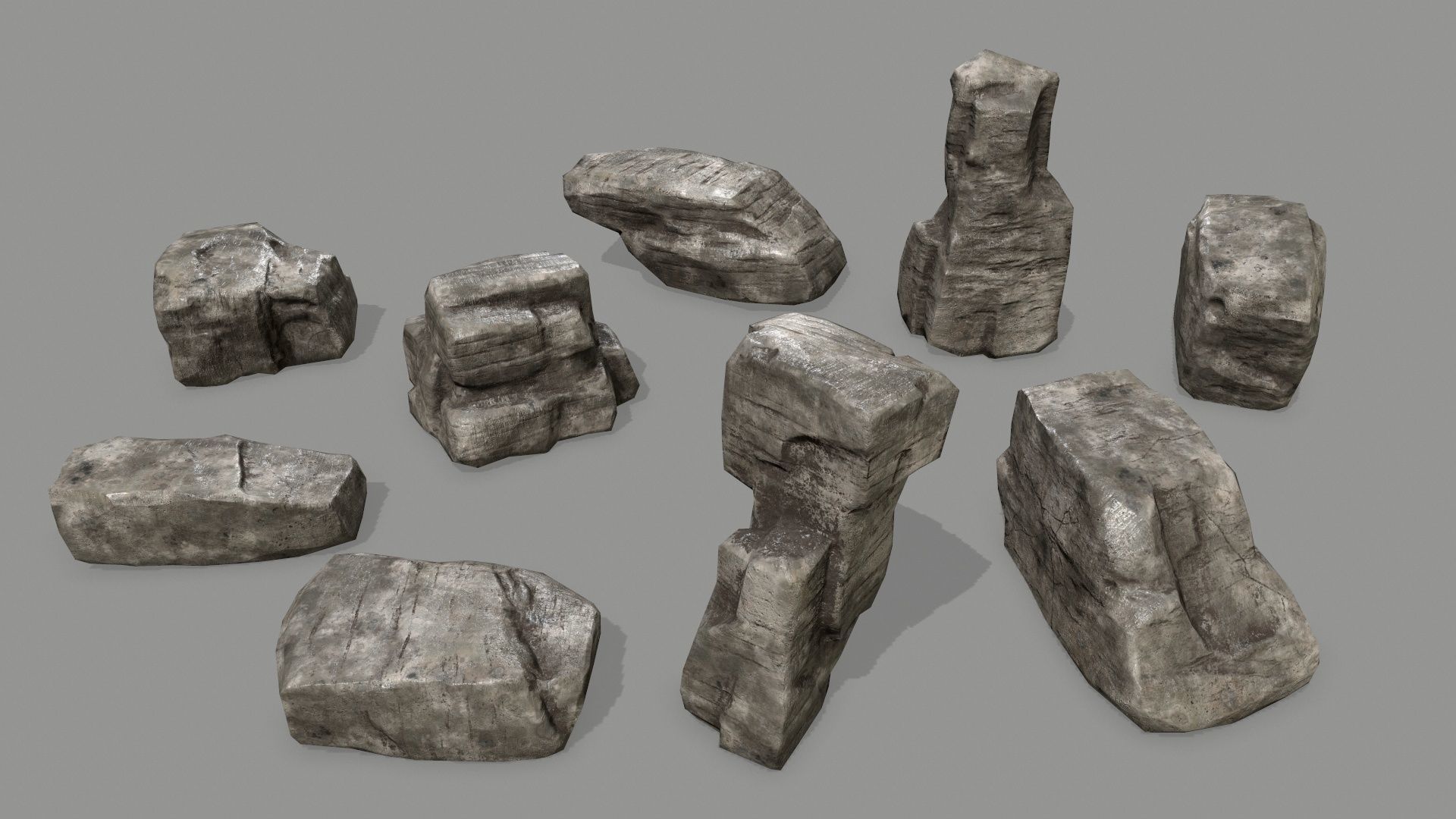 Rock Set Low-poly 3D model_1