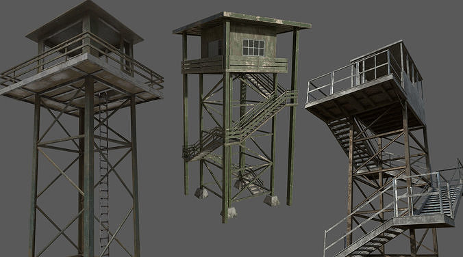 Military Watchtower Pack Low-poly 3D model