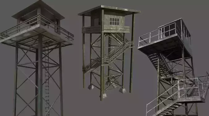 Military Watchtower Pack Low-poly 3D model