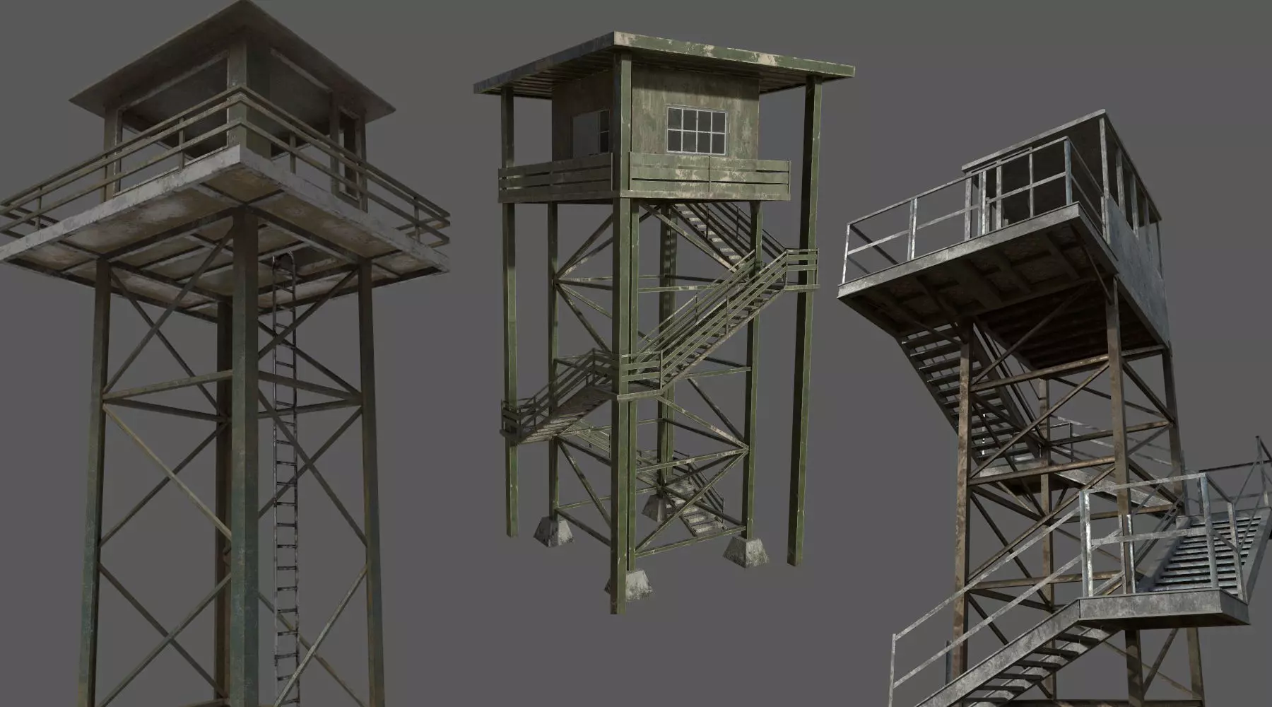 Military Watchtower Pack Low-poly 3D model_0