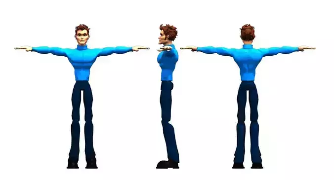 man boy gaming low poly 3d model 