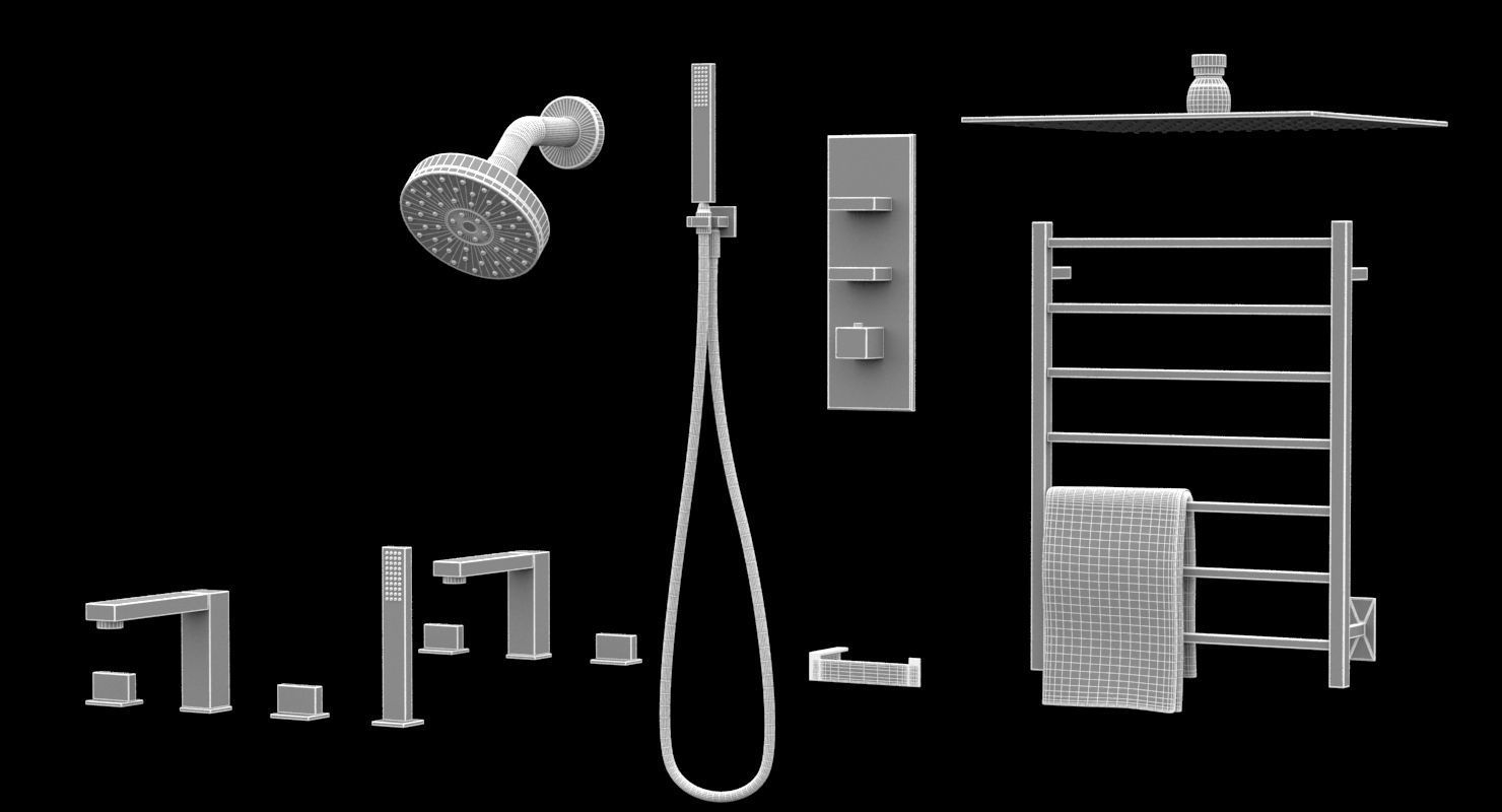Bathroom set 01 3D model_4