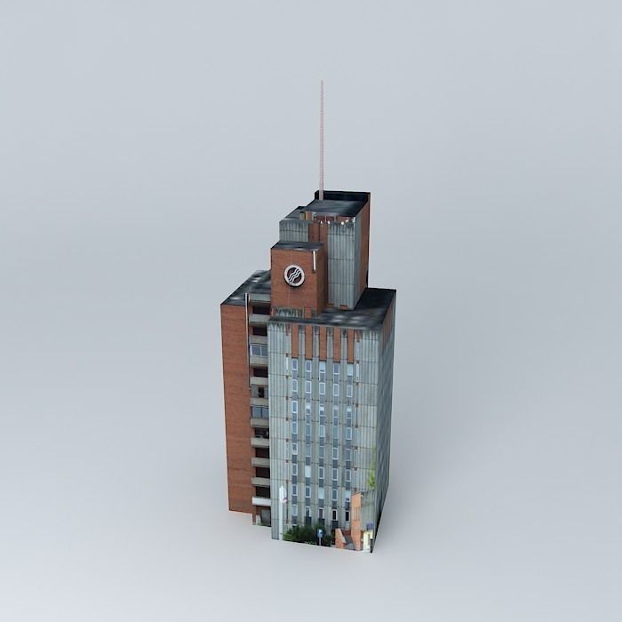 Old commercial building in Kaunas Free 3D model_2