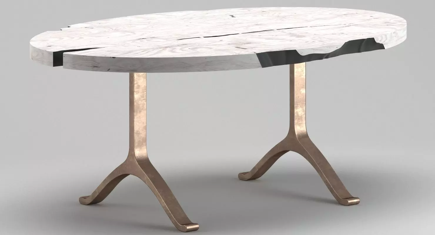 BDDW Maple Slab Elipse Table 3D model_0