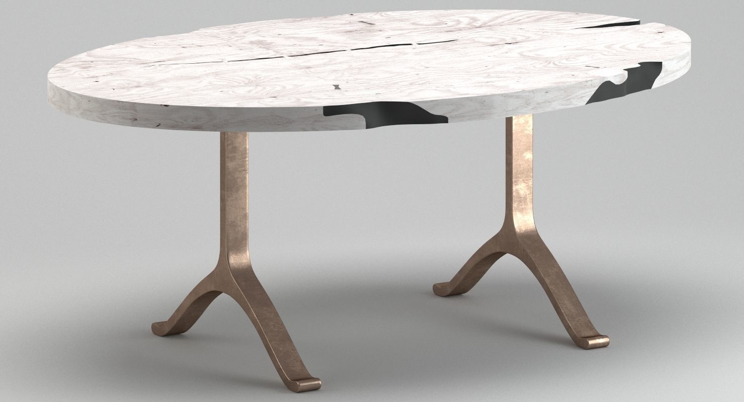 BDDW Maple Slab Elipse Table 3D model_2
